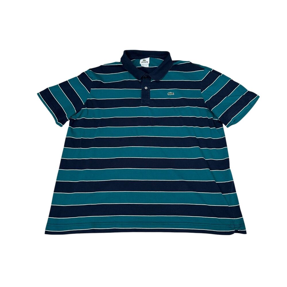 Lacoste Striped Polo Shirt in Navy/Teal Men's Size 7 - XL/XXL